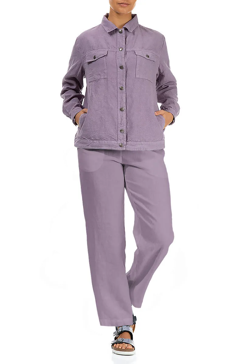 Lavender Linen Trucker Jacket
