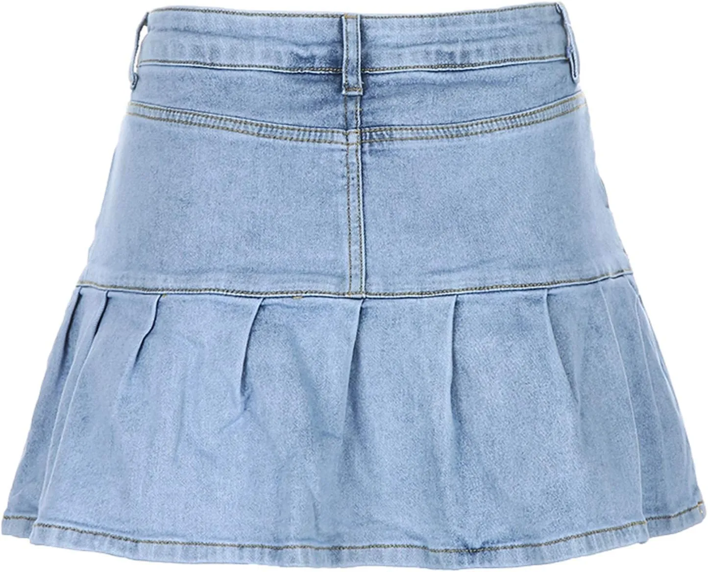 lisenraIn Women Girls Pleated Mini Skirt High Waist Denim Skirt School Uniform Tennis Skirt with Shorts Underneath