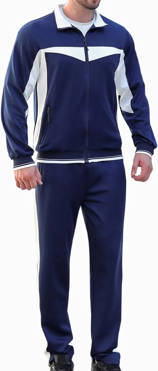 Litteking Men's Tracksuits 2 Piece Outfit Casual Long Sleeve Sweat Suit Set Full Zipper Sports Jogging Suits