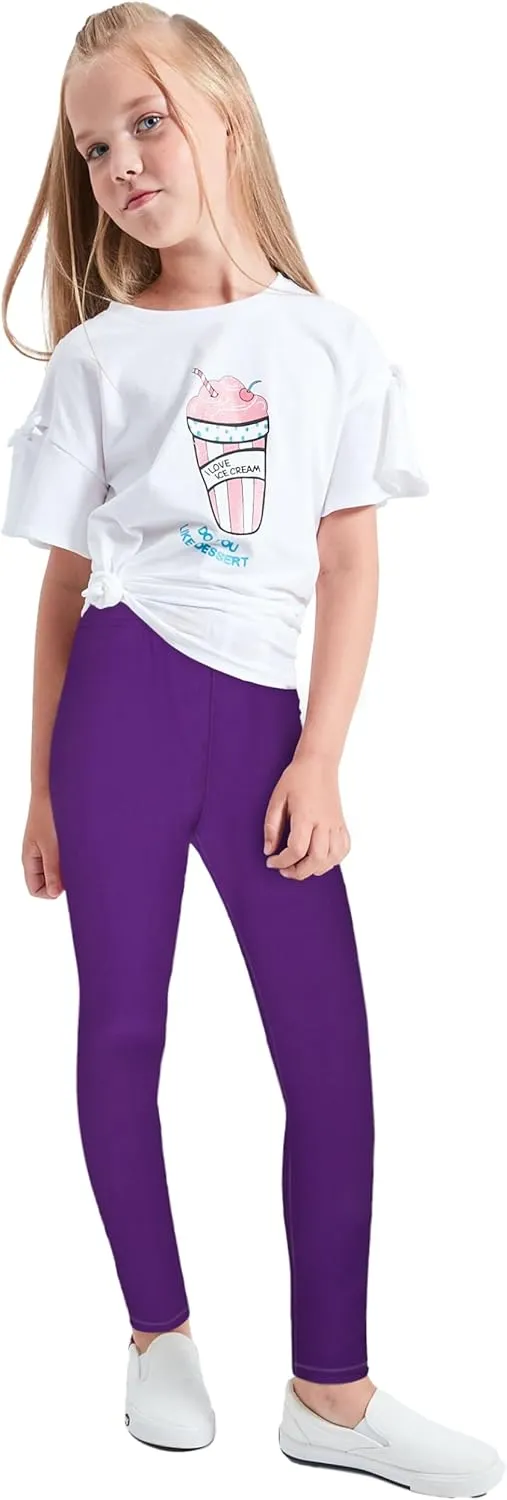 LUOUSE Cute Printed Stretch Leggings for Girls,Pants Trousers Ankle Length 4-13 Years