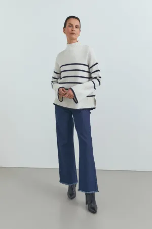 Madrid Merino Knit Ivory/Navy