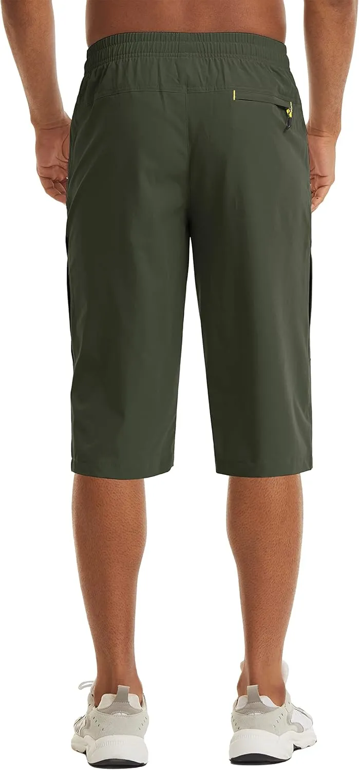 MAGCOMSEN Men's Capri Shorts Quick Dry Below Knee 3/4 Capri Pants with Zipper Pockets for Workout Running Training Summer