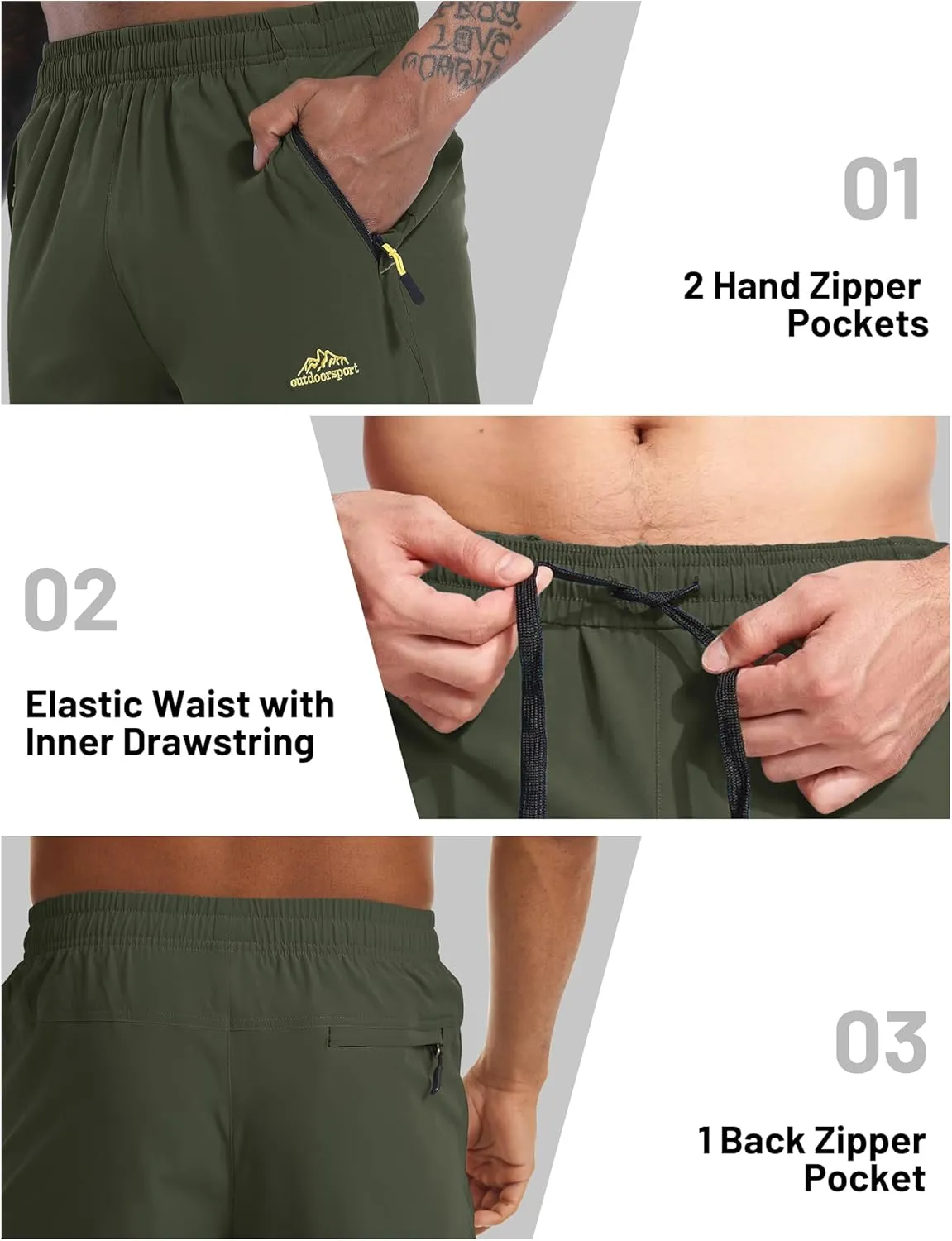 MAGCOMSEN Men's Capri Shorts Quick Dry Below Knee 3/4 Capri Pants with Zipper Pockets for Workout Running Training Summer