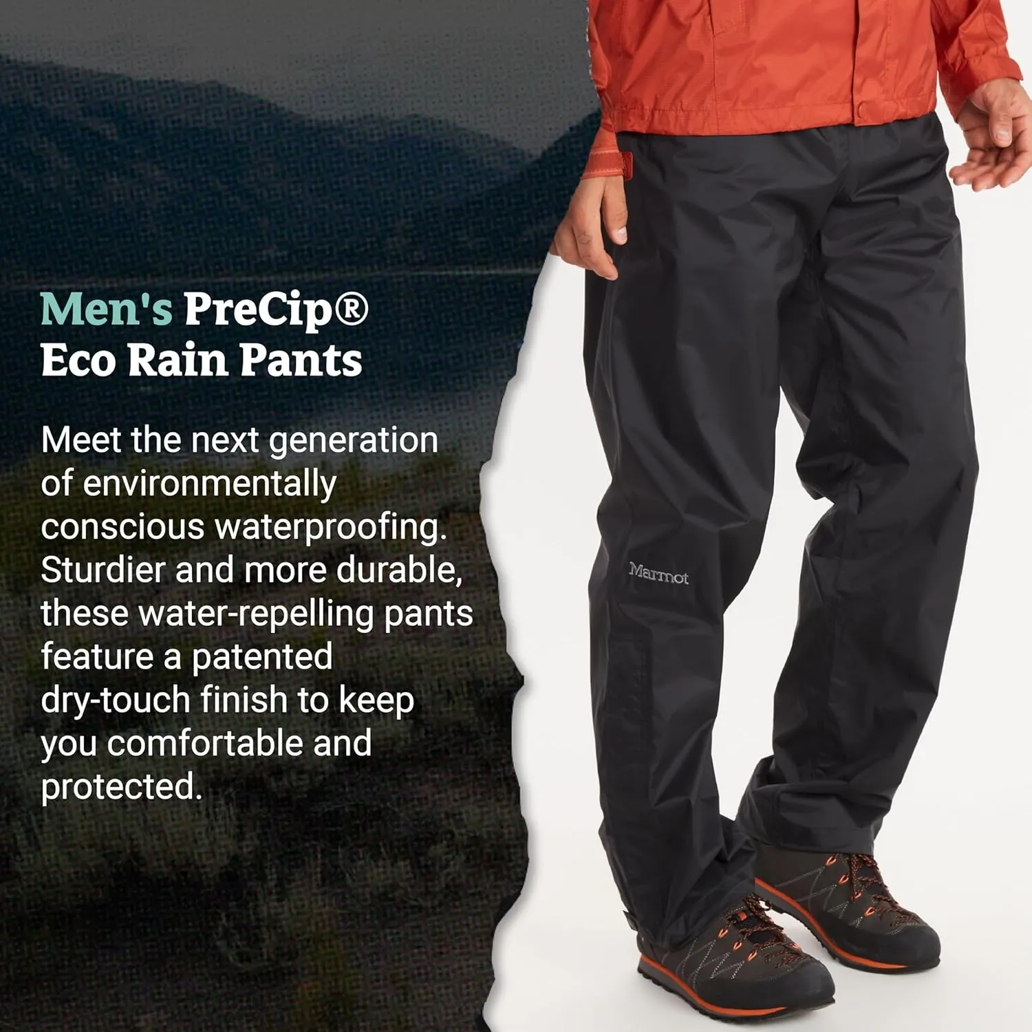 MARMOT Men's Precip Eco Rain Lightweight, Waterproof, Packable Hiking Pants Made with Recycled Materials