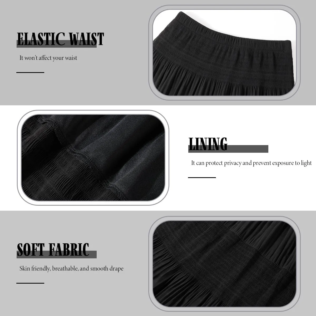 Maxi Skirts for Women Pleated Long Flowy Chiffon Elastic Waist Tiered A Line Skirt