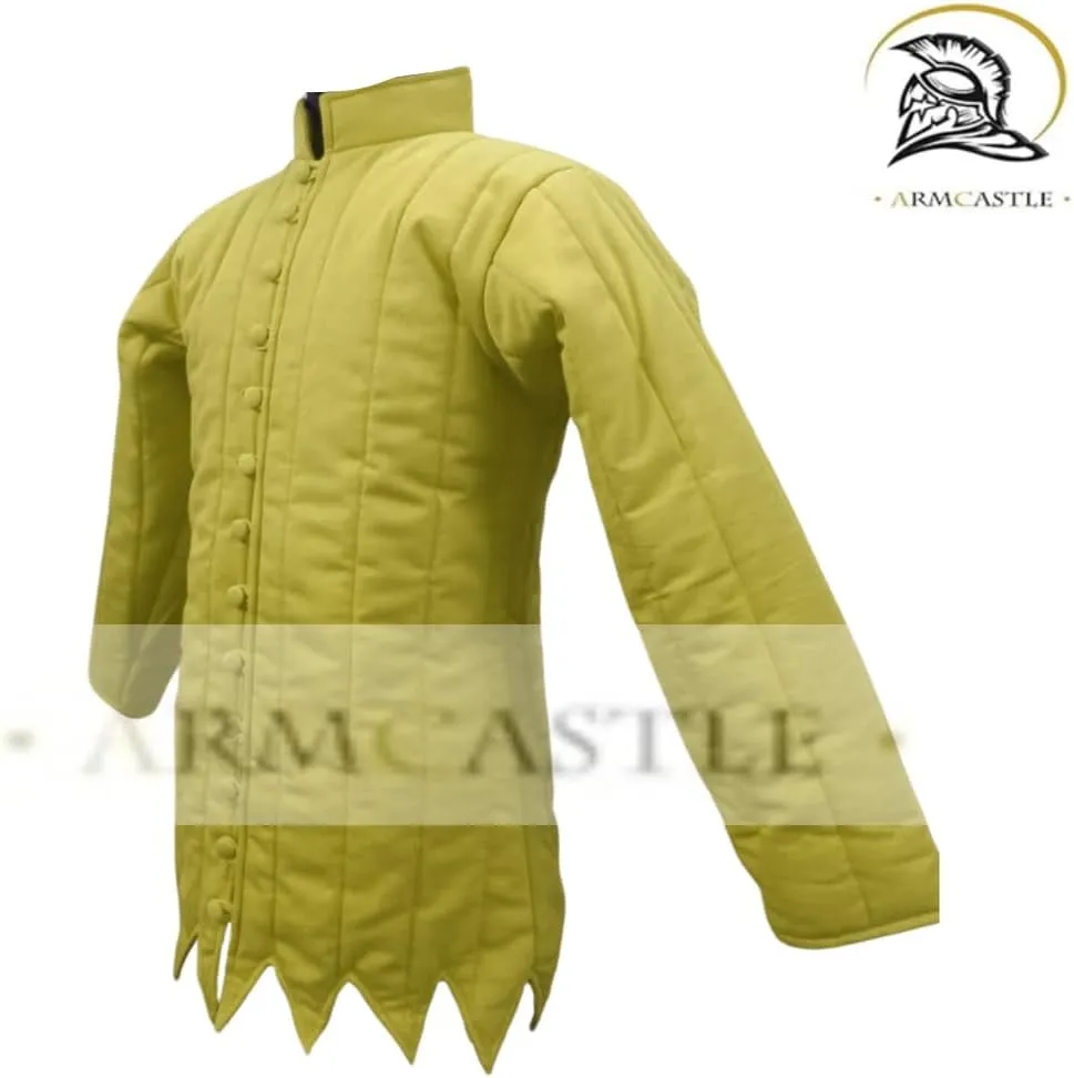 Medieval Gambeson Coat - Thick Padded Cotton Aketon Armor with Medium, Full Sleeves | SCA, LARP, Winter Costume.