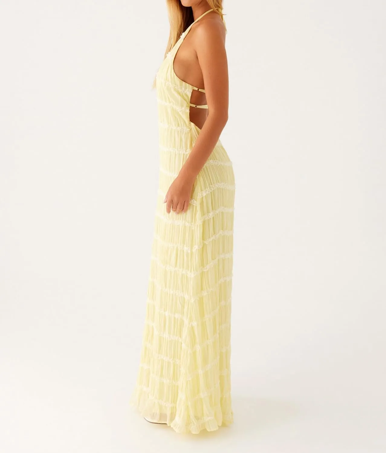 Meiweileya Women Spaghetti Strap Maxi Dress Smocked Drop Waist Long Dresses Backless Tiered Flowy Sundress Summer Beach 2025