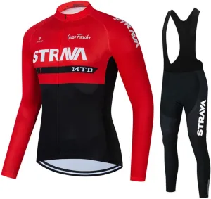 Men Cycling Jersey Set Long Sleeve Pro Cycling Clothes Riding Quick Dry Jacket   Cycling Bib with 4D Pad - Bike Clothing Set