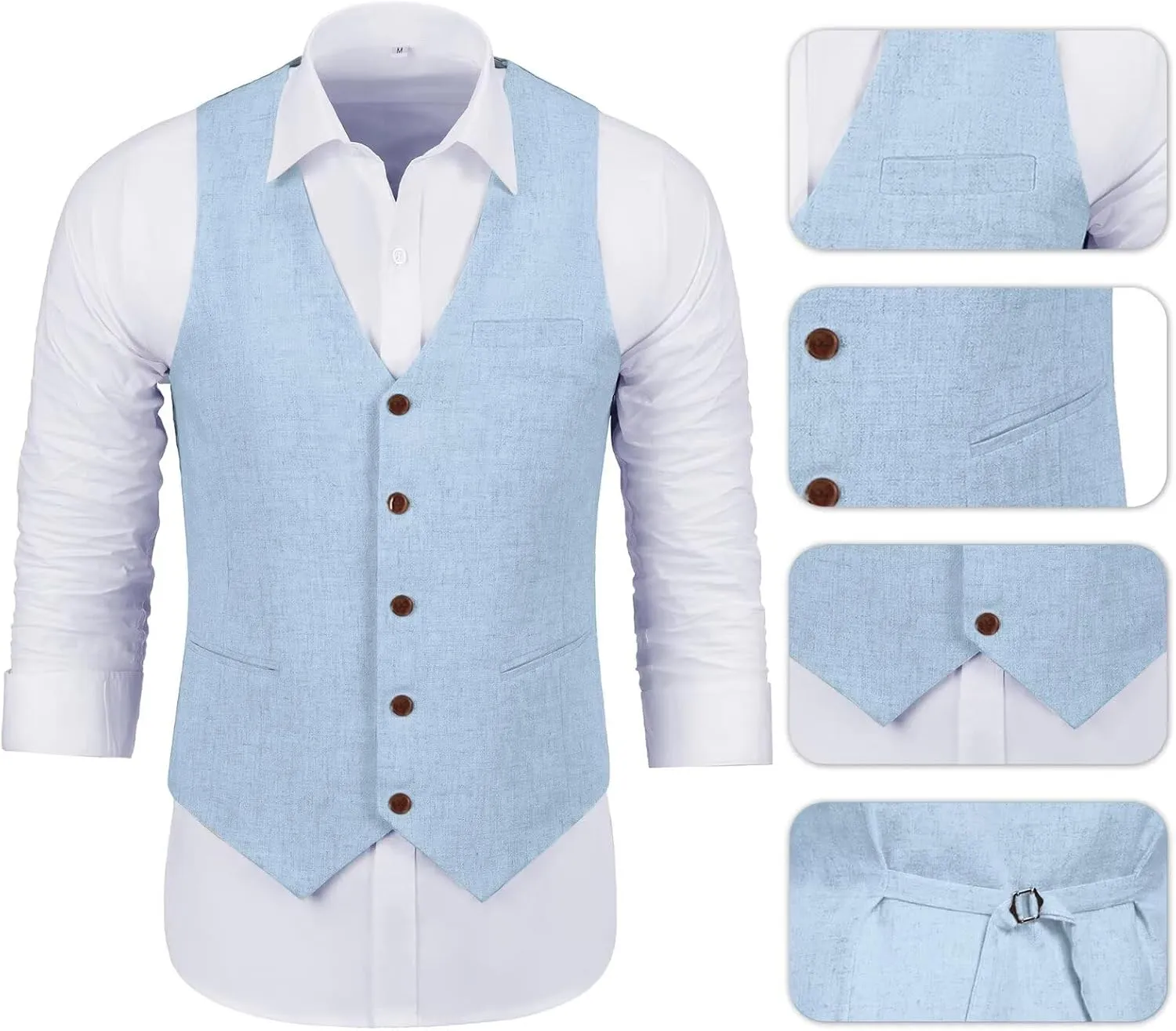 Men Suits Linen Beach Wedding Suits 3 Piece Groomsmen Attire Linen Blazer Vest Pant Prom Tuxedo