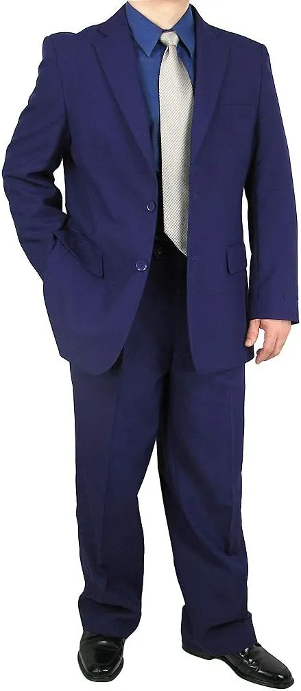 Mens 2-Piece Regular Fit Dress Suit Single-Breasted Jacket & Flat-Front Pants Includes Free Stylish Socks