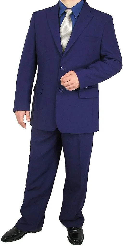 Mens 2-Piece Regular Fit Dress Suit Single-Breasted Jacket & Flat-Front Pants Includes Free Stylish Socks