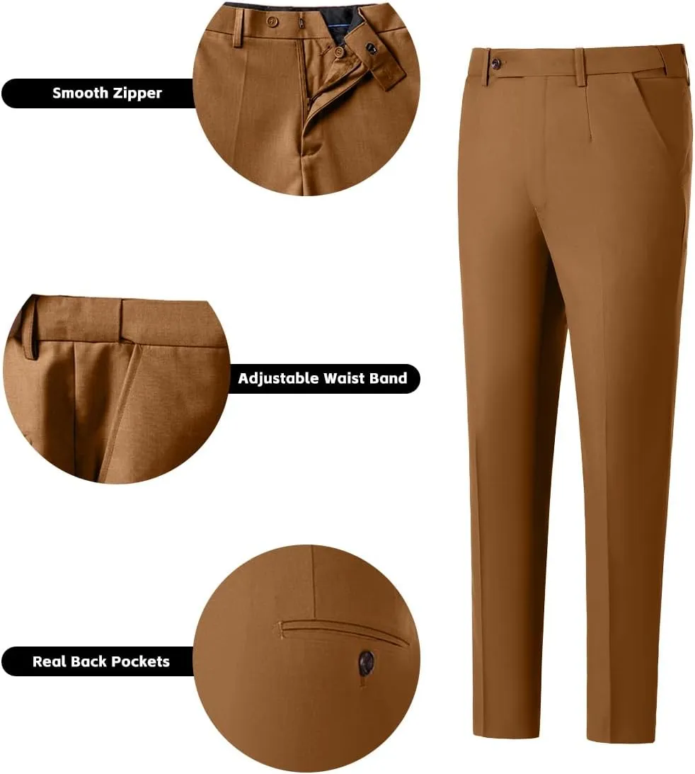 Mens 3 Piece Slim Fit Suit Set, Double Breasted Blazer Vest Pants Business Tuxedo Dress