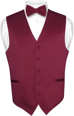 Men's Dress Vest & BowTie Solid PINK Color Bow Tie Set for Suit or Tuxedo