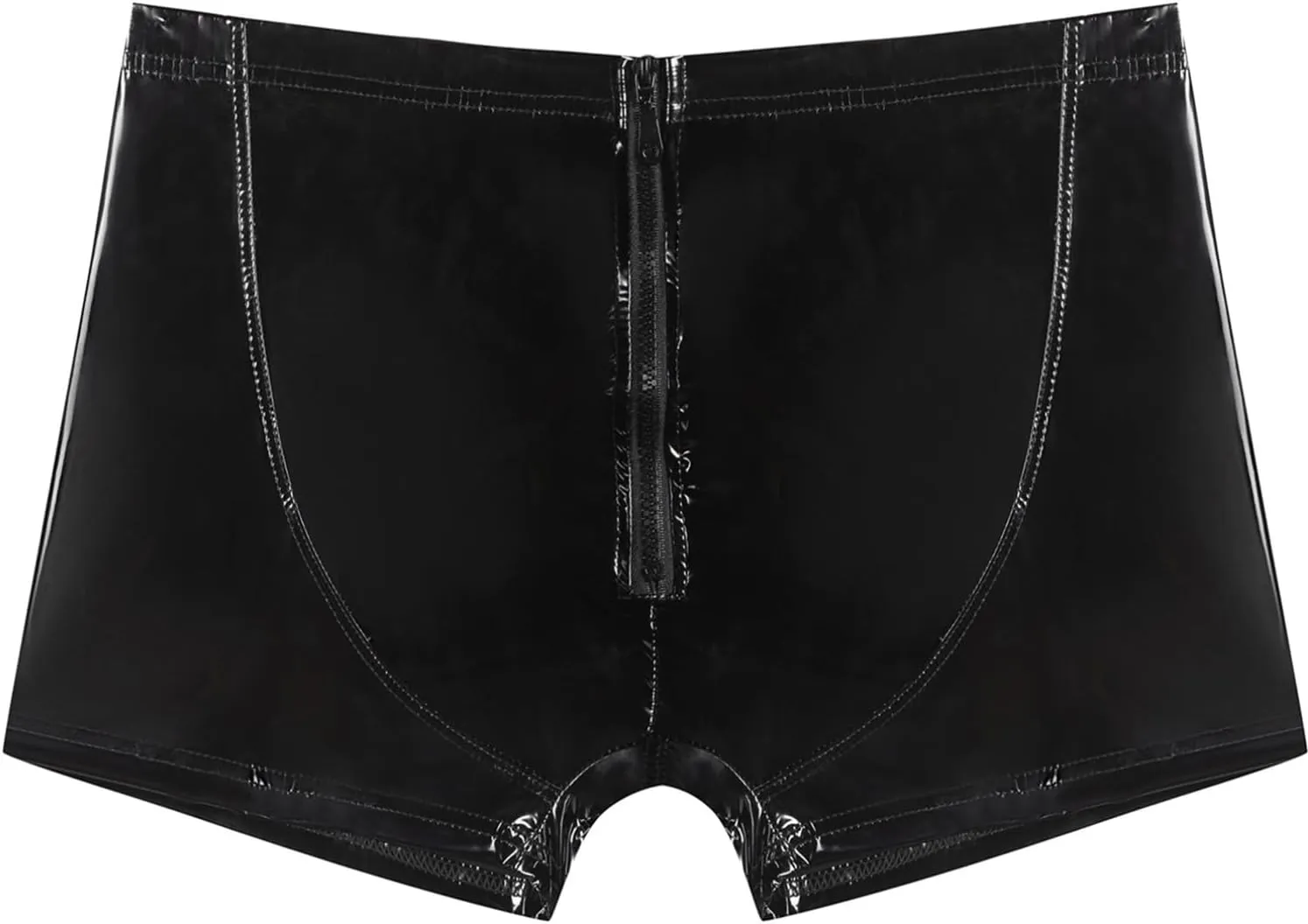 Men's Faux Leather Low Rise Pouch Shorts Swim Trunks Swimsuits Hot Pants Bikini Briefs