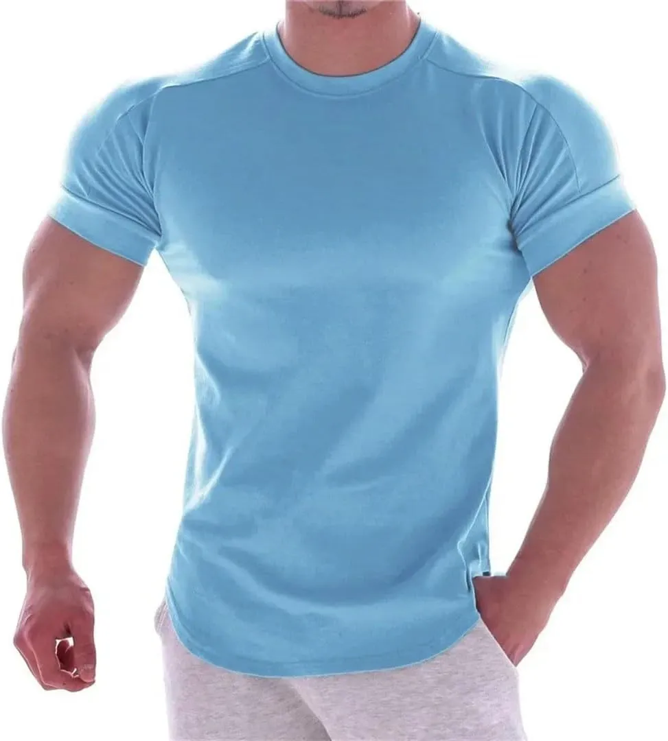 Mens Quick Dry T Shirt Stretch Short Sleeve Sports Top Summer Running Basketball Training Athletic Tee