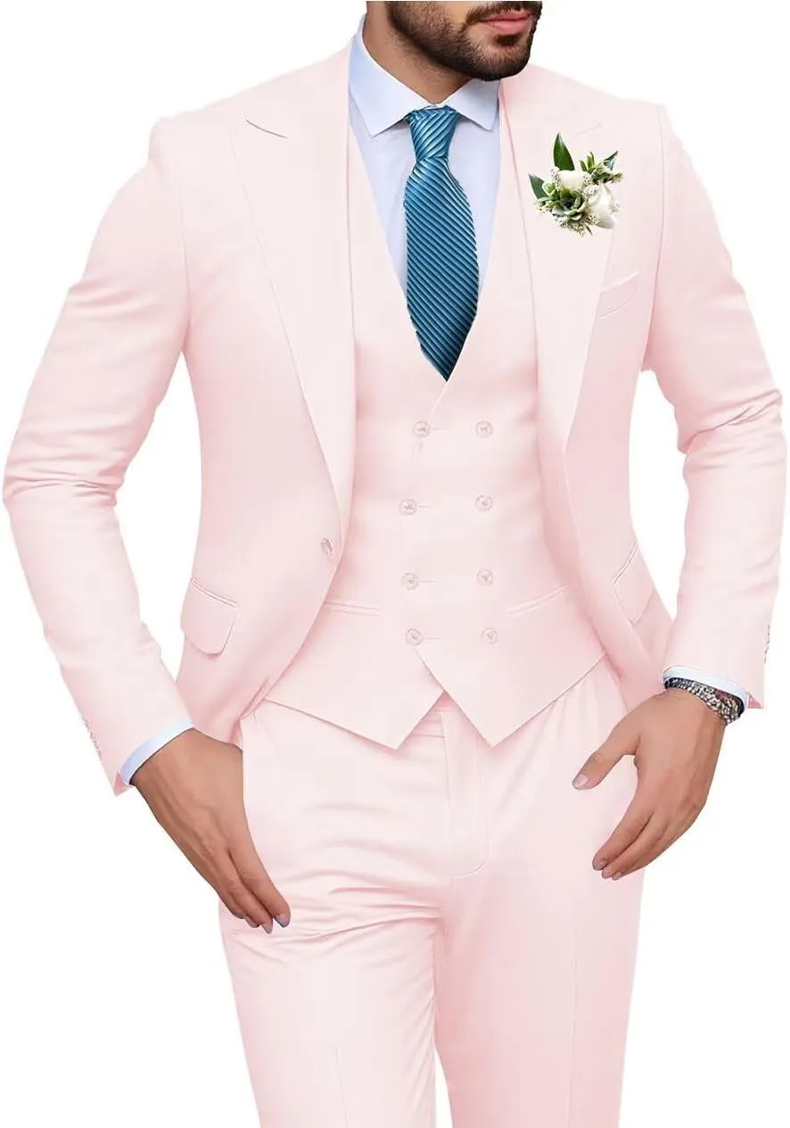 Men's Slim Fit 3-Piece Black Suit Set - Perfect for Wedding, Prom, Business & Formal Occasions