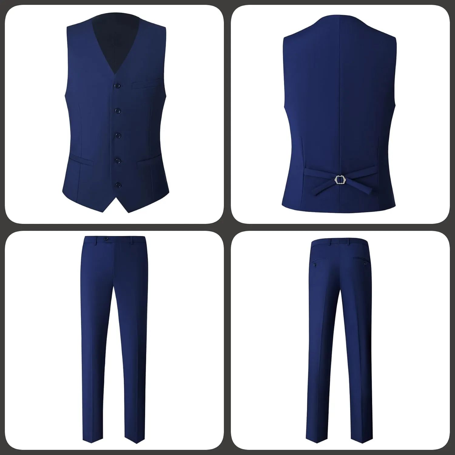 Mens Slim Fit Suit 3-Piece Two-Button Blazer Dress Business Wedding Party Jacket Vest & Pant