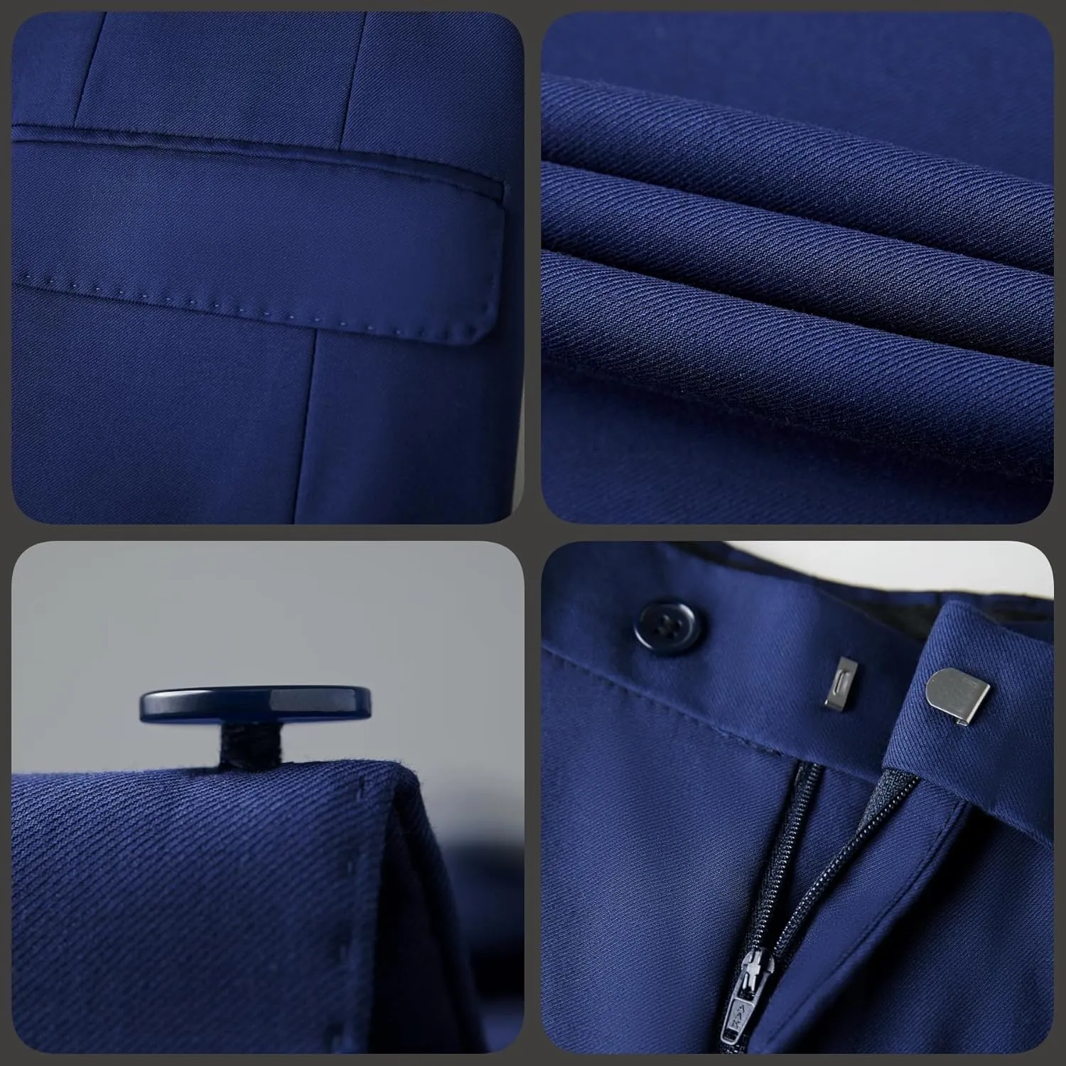 Mens Slim Fit Suit 3-Piece Two-Button Blazer Dress Business Wedding Party Jacket Vest & Pant