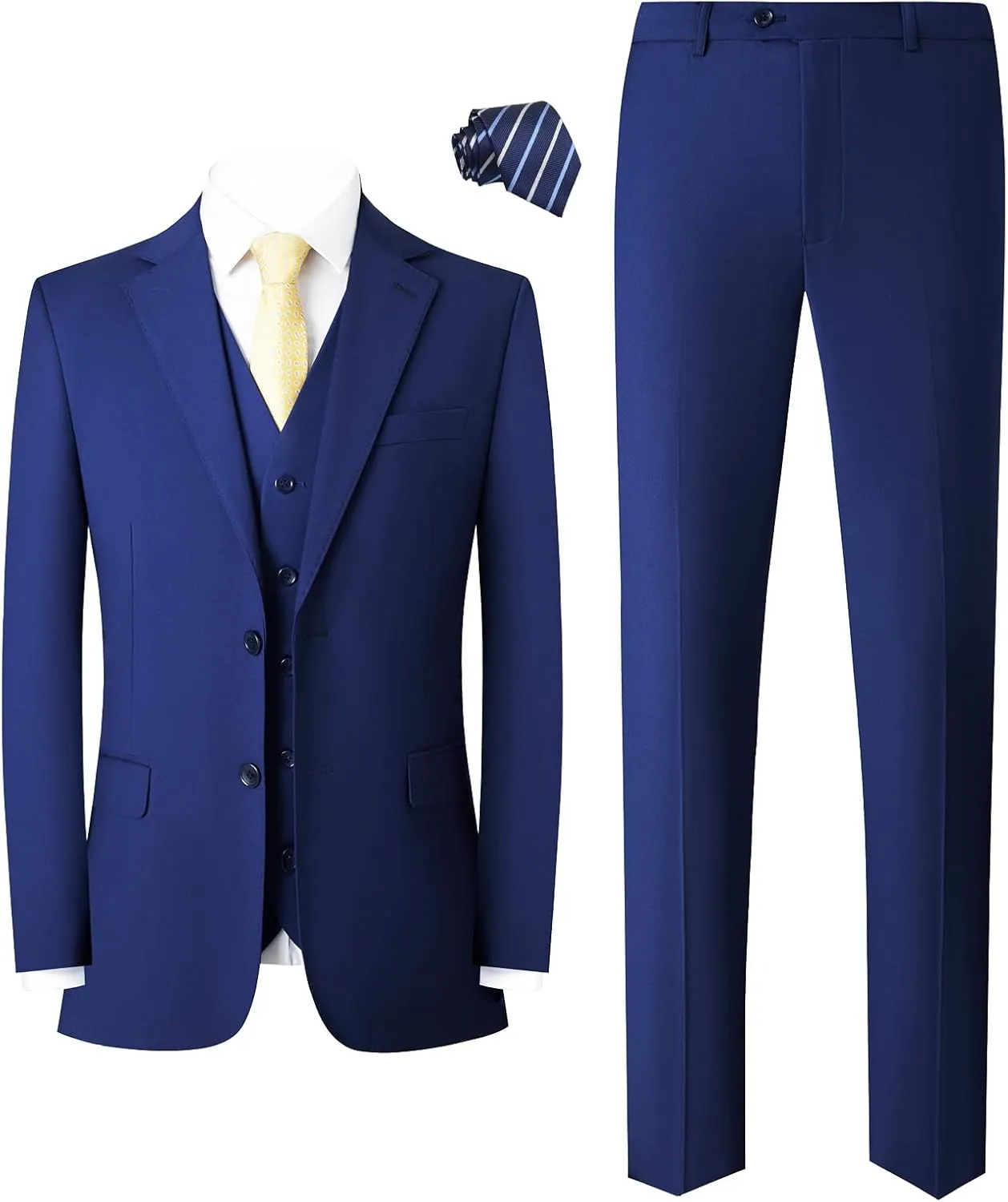 Mens Slim Fit Suit 3-Piece Two-Button Blazer Dress Business Wedding Party Jacket Vest & Pant