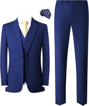 Mens Slim Fit Suit 3-Piece Two-Button Blazer Dress Business Wedding Party Jacket Vest & Pant