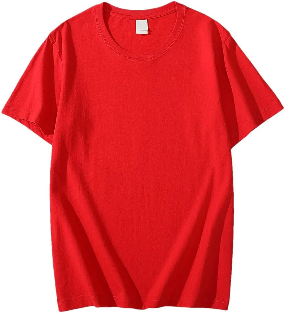 Men's Solid Color Short Sleeved T Shirt Heavy Round Neck Loose Top