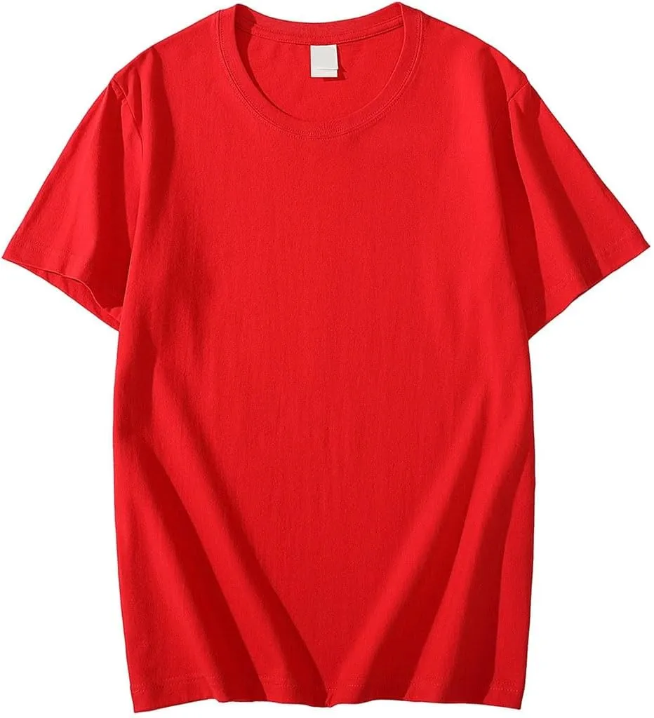 Men's Solid Color Short Sleeved T Shirt Heavy Round Neck Loose Top