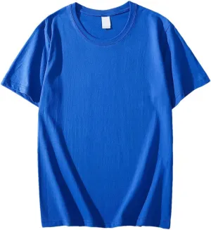 Men's Solid Color Short Sleeved T Shirt Heavy Round Neck Loose Top