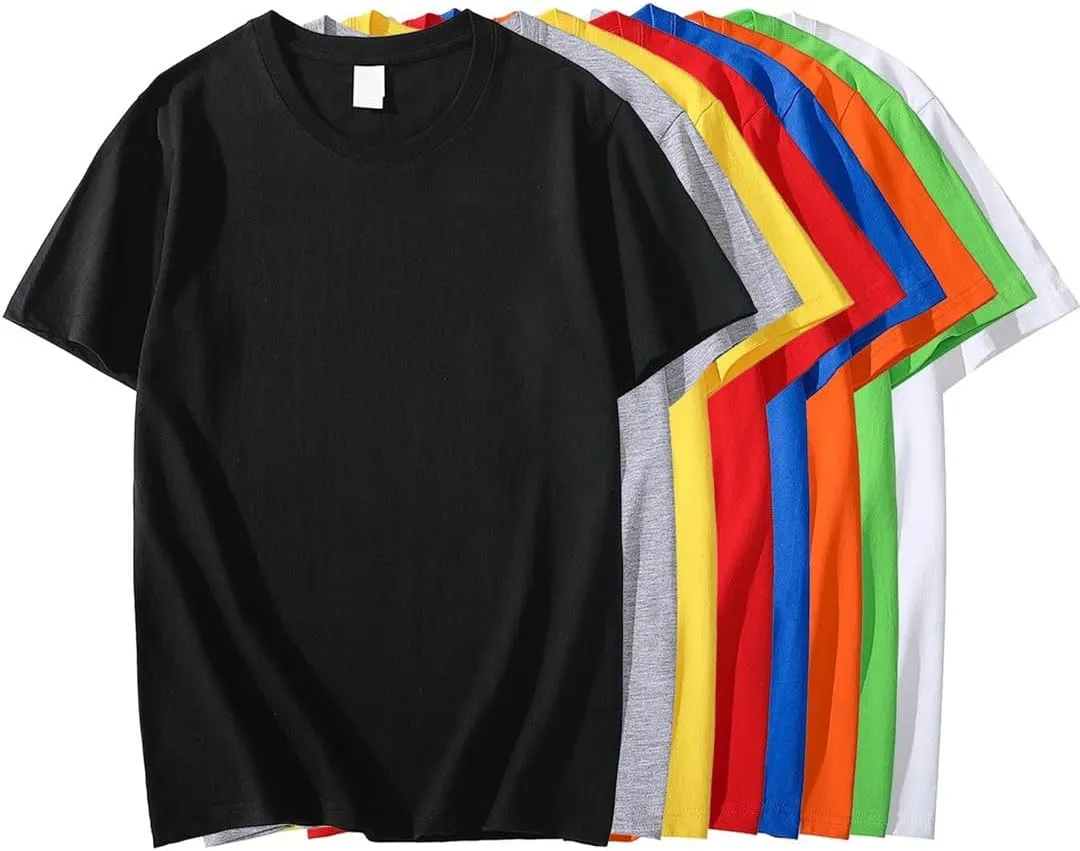 Men's Solid Color Short Sleeved T Shirt Heavy Round Neck Loose Top