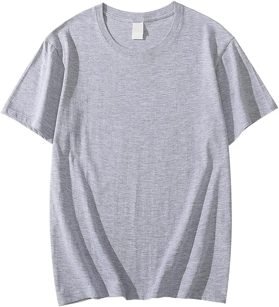Men's Solid Color Short Sleeved T Shirt Heavy Round Neck Loose Top
