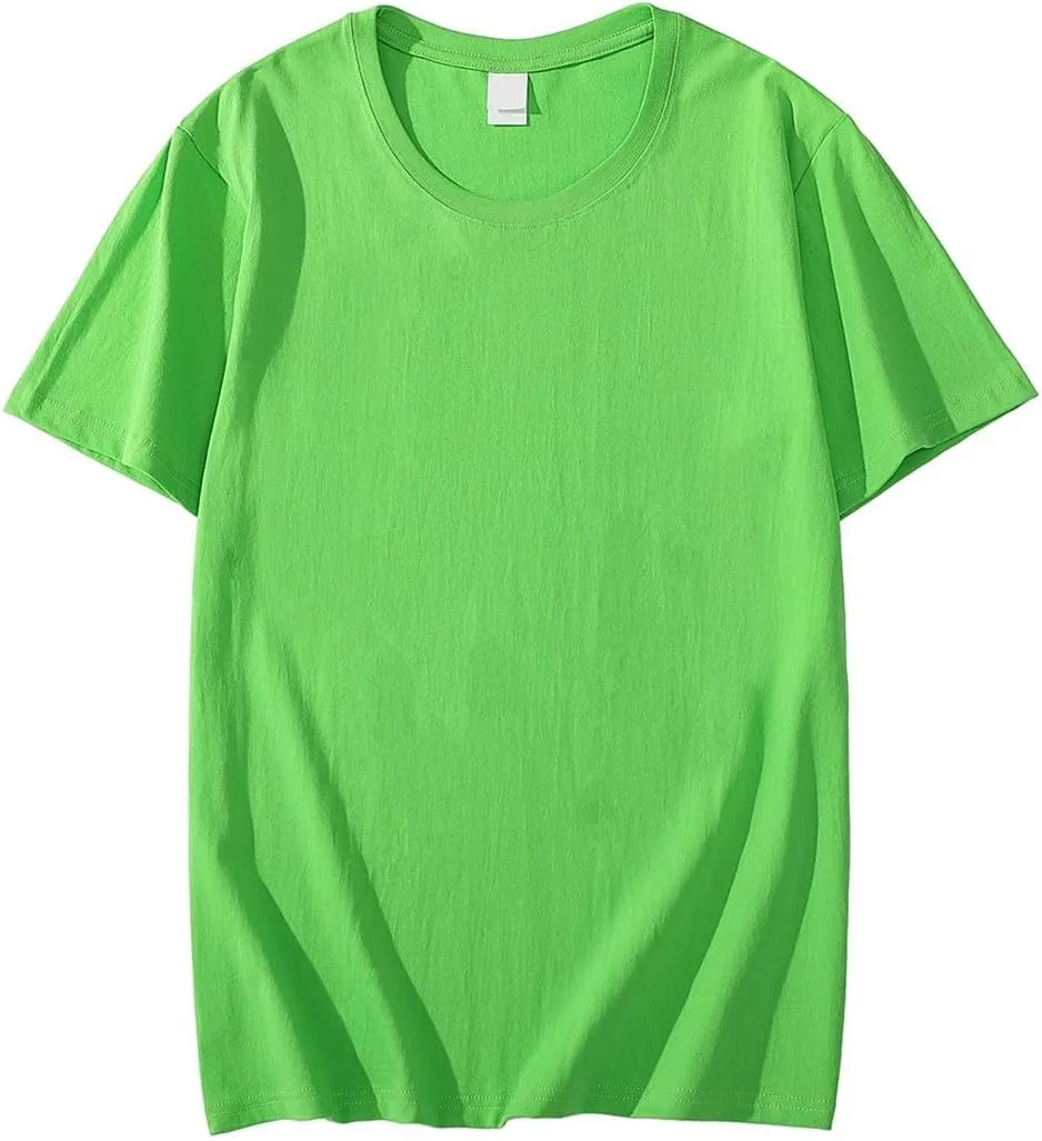 Men's Solid Color Short Sleeved T Shirt Heavy Round Neck Loose Top