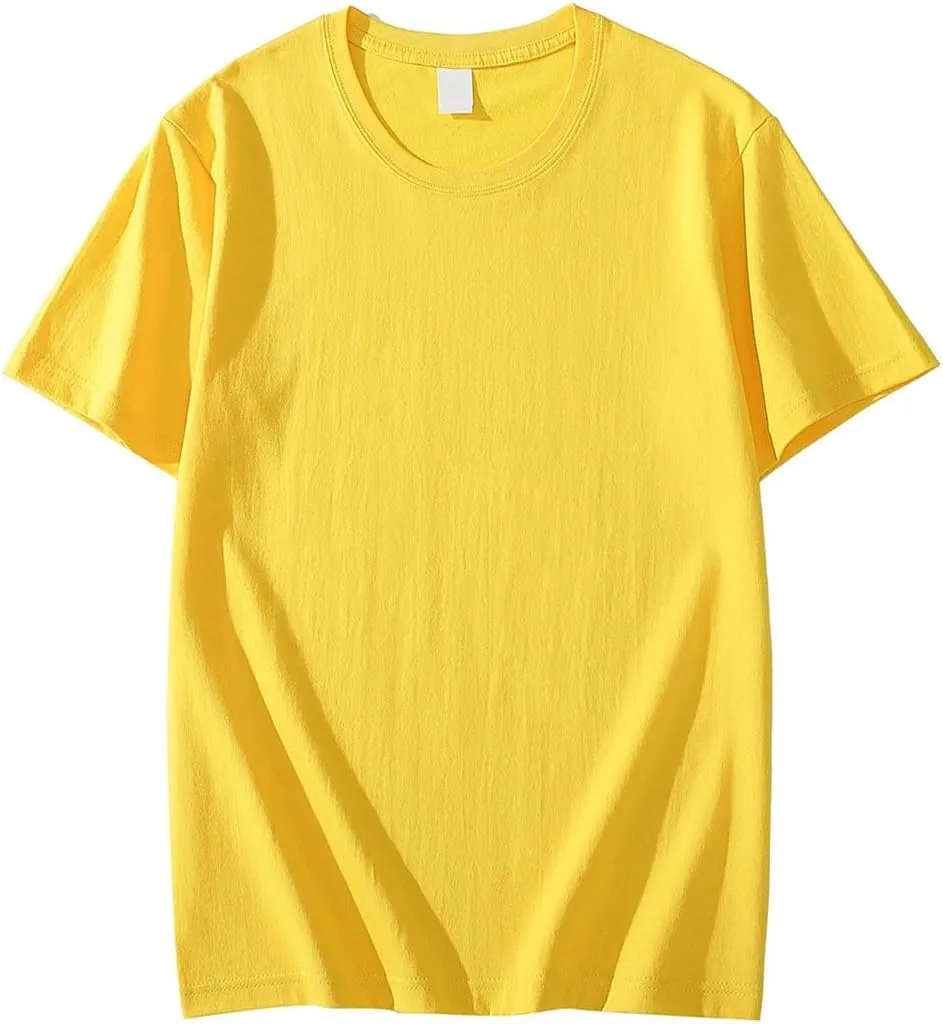 Men's Solid Color Short Sleeved T Shirt Heavy Round Neck Loose Top