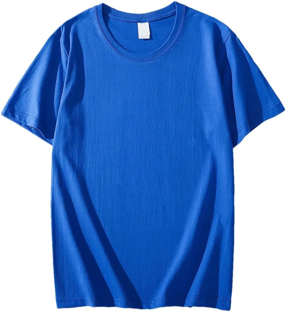 Men's Solid Color Short Sleeved T Shirt Heavy Round Neck Loose Top