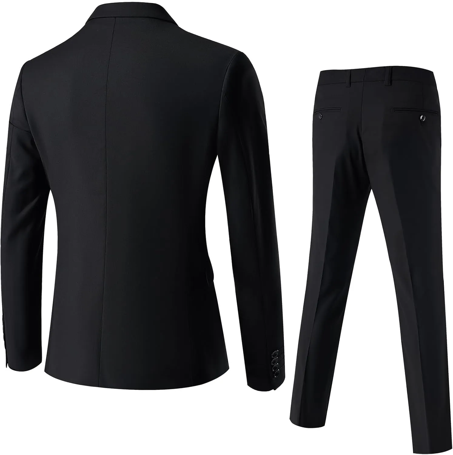 Mens Suit Slim Fit, 3 Piece Suit for Men, One Button Solid Jacket Vest Pants with Tie, Tuxedo Set