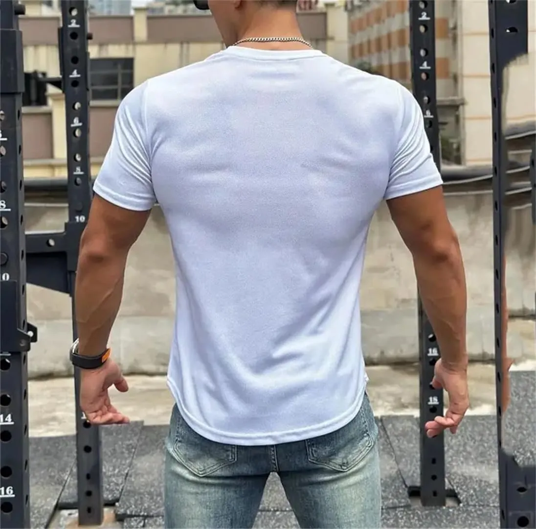 Mens Summer Short Sleeve Fitness T Shirt Running Sport Gym Muscle Workout Casual Top Clothing