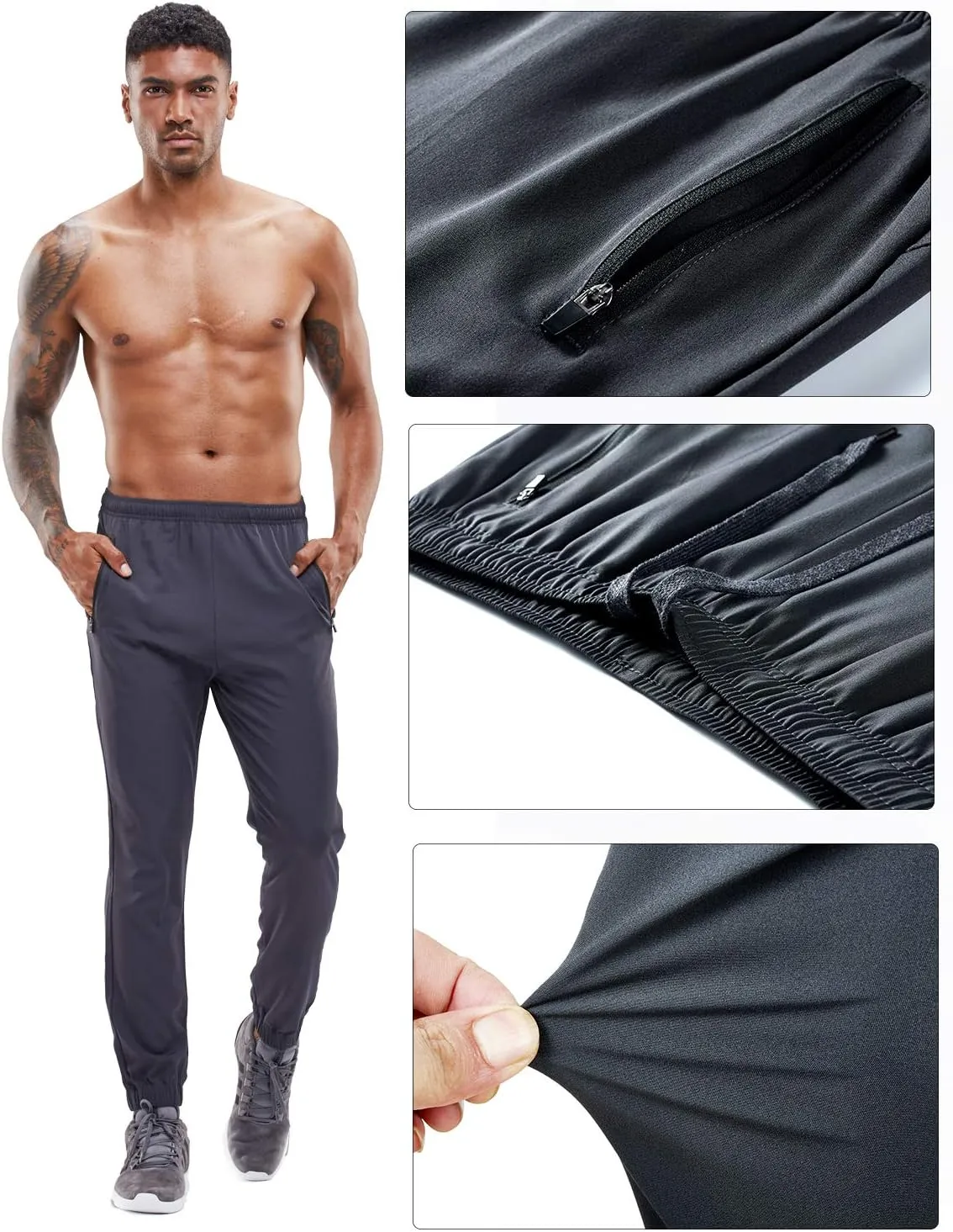 Men's Sweatpants Athletic Jogging Pants Sport Joggers Trousers for Workout,Gym,Running,Training with Zipper Pockets
