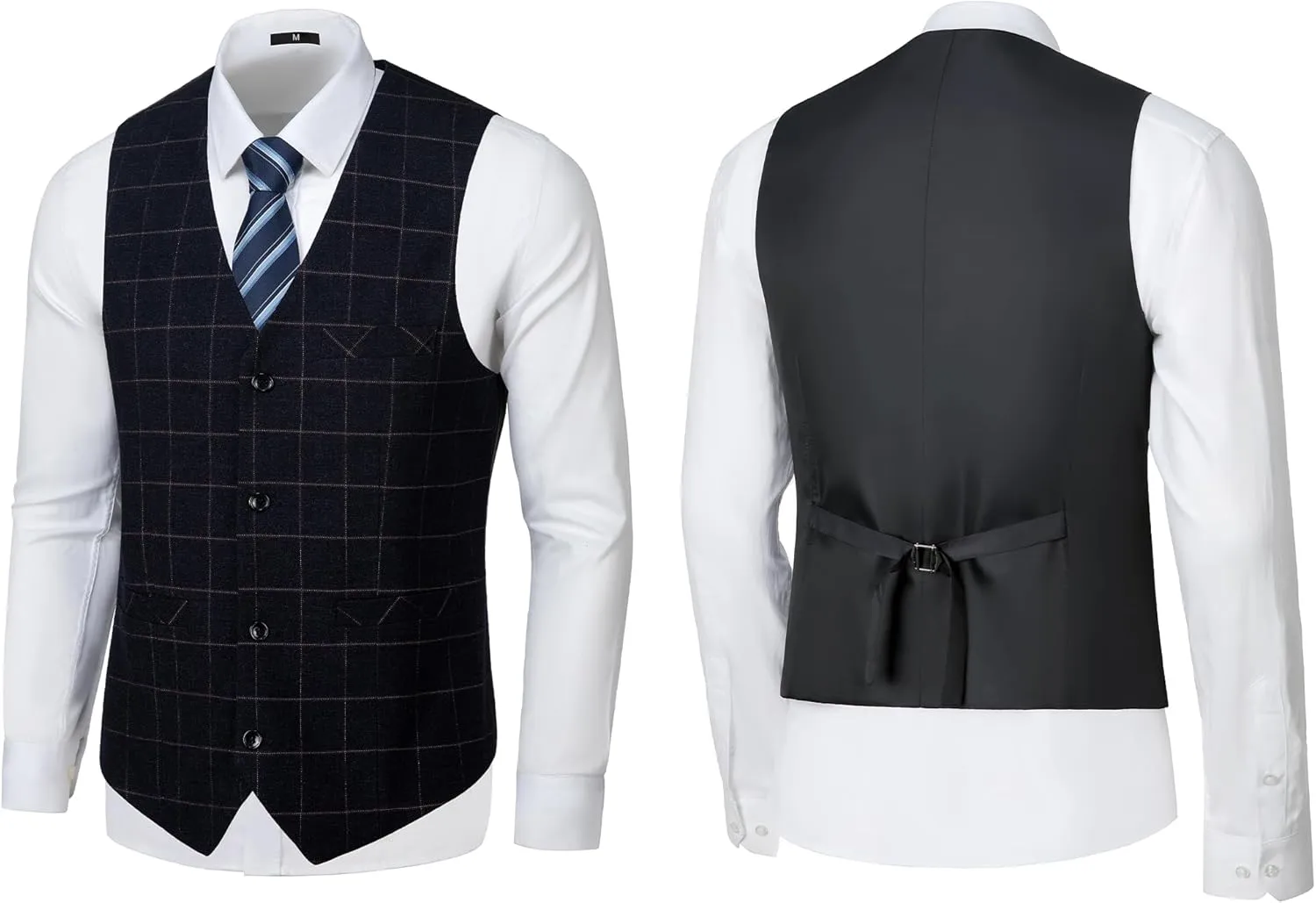 Men's Tuxedo Suits Slim Fit Plaid Suits for Men 3 Piece Suit Jacket Vest Pants Set for Wedding Prom