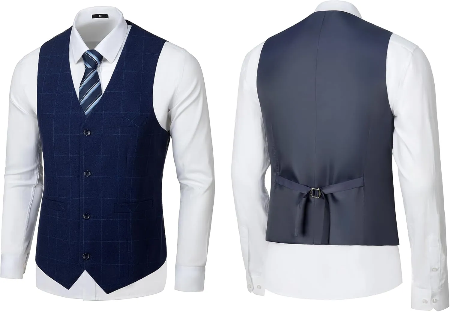 Men's Tuxedo Suits Slim Fit Plaid Suits for Men 3 Piece Suit Jacket Vest Pants Set for Wedding Prom