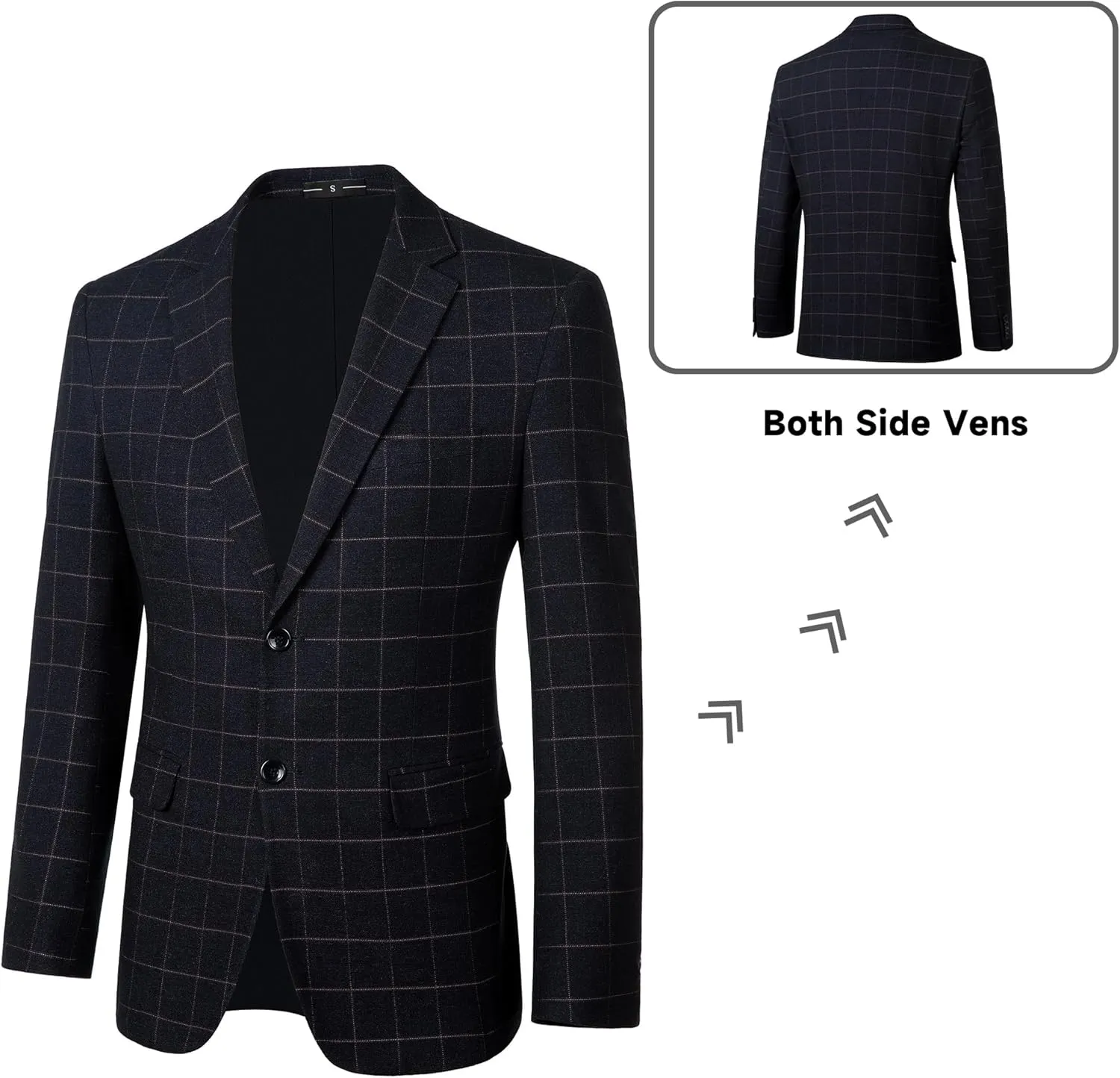 Men's Tuxedo Suits Slim Fit Plaid Suits for Men 3 Piece Suit Jacket Vest Pants Set for Wedding Prom
