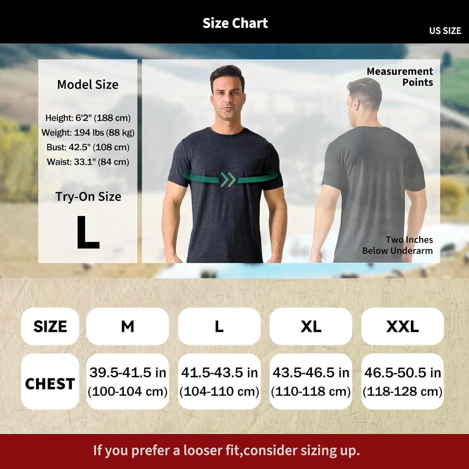 Merino Protect 100% Merino Wool T-Shirt for Men Short Sleeve Slim Fit Undershirt Soft Lightweight Tee Shirt for Travel Hiking