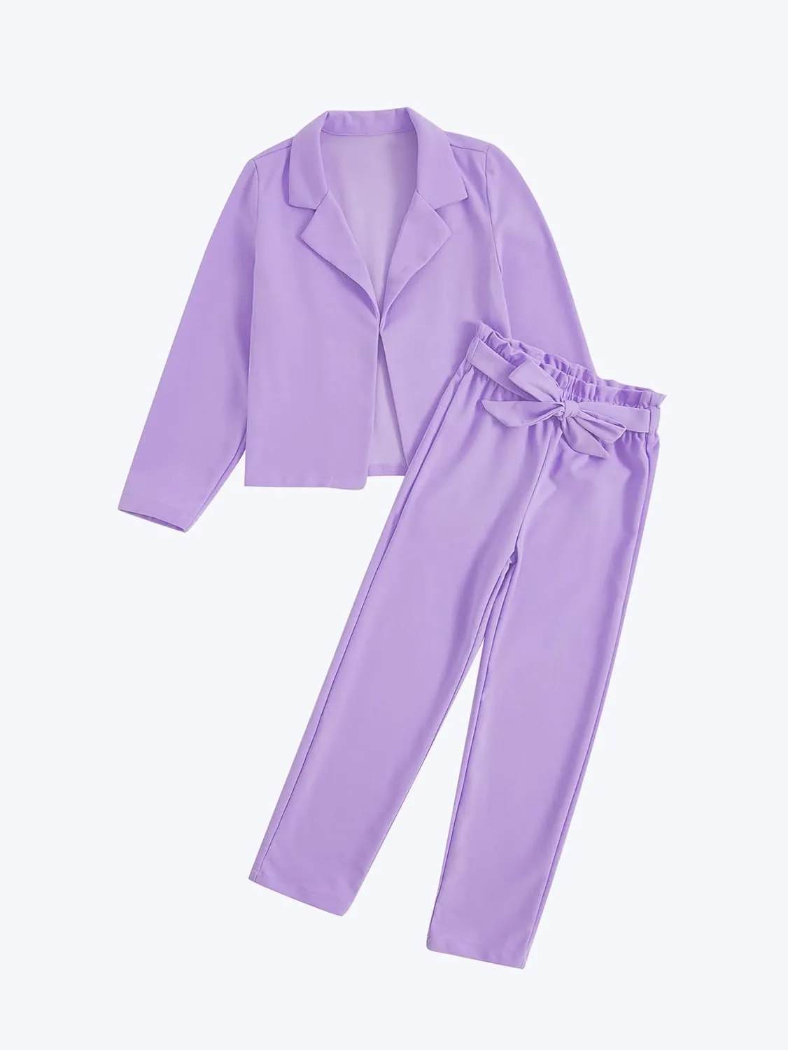 Milumia Girl's Two Piece Outfit Solid Open Front Blazer and Pants Set