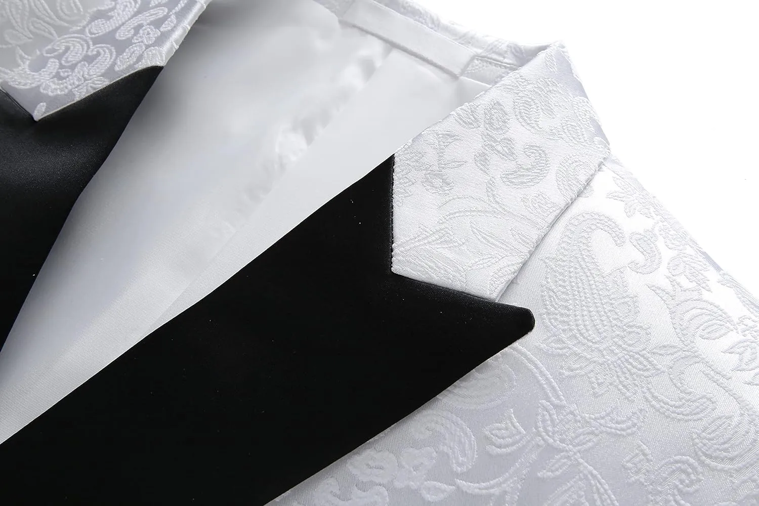 MOGU Mens 2 Piece Double Breasted Tuxedo Slim Fit Jacquard Floral Vintage Groomsmen Wedding Prom Suit