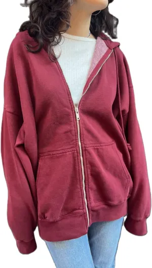 NUFIWI Women Y2k Oversized Hoodie Pullover Long Sleeve Zip Up Going Out Jacket Coat Harajuku Grunge Sweatshirt Streetwear