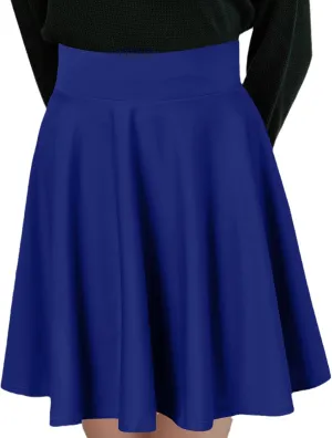 OFFSUM Womens Short Skirts - Fashion Women Solid Color Elegant Knee-Length Pleated Skirt High Waist Vintage Spring Su