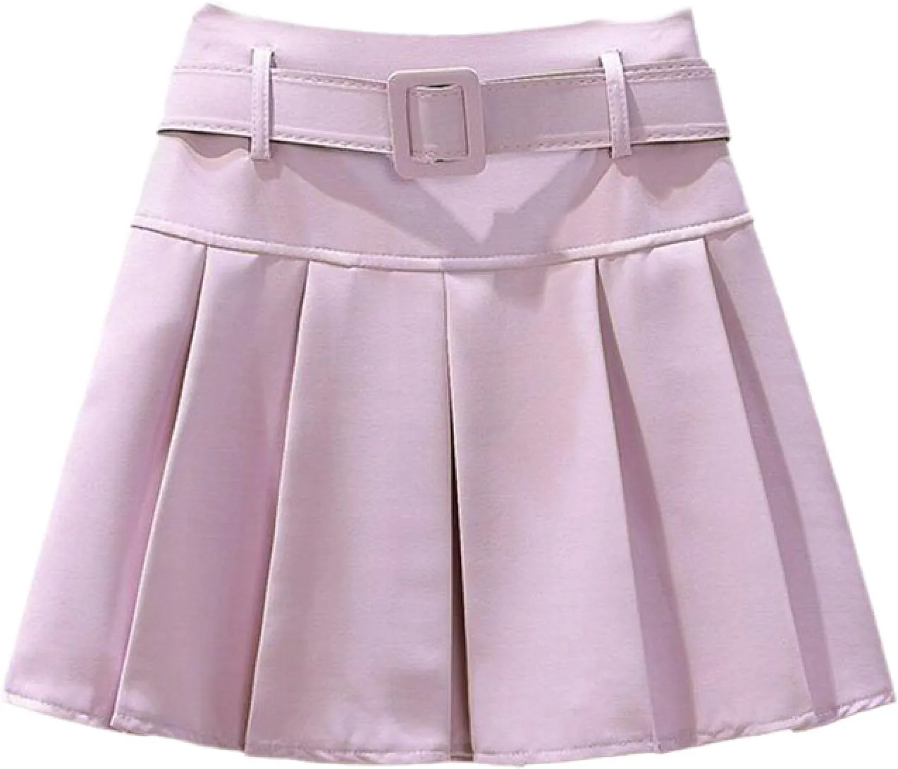 OFFSUM Womens Short Skirts - Mini Pleated Skirt Women Spring Summer High Waist Slim with Belt Korean Style Fashion Pa