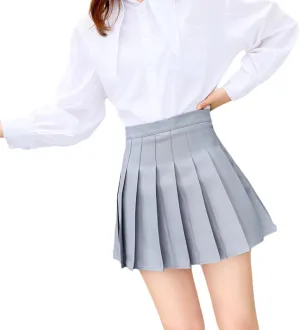 OFFSUM Womens Short Skirts - Summer Mini Pleated Skirt Women Clothing High Waist Slim Korean Style A-Line Casual Tenn