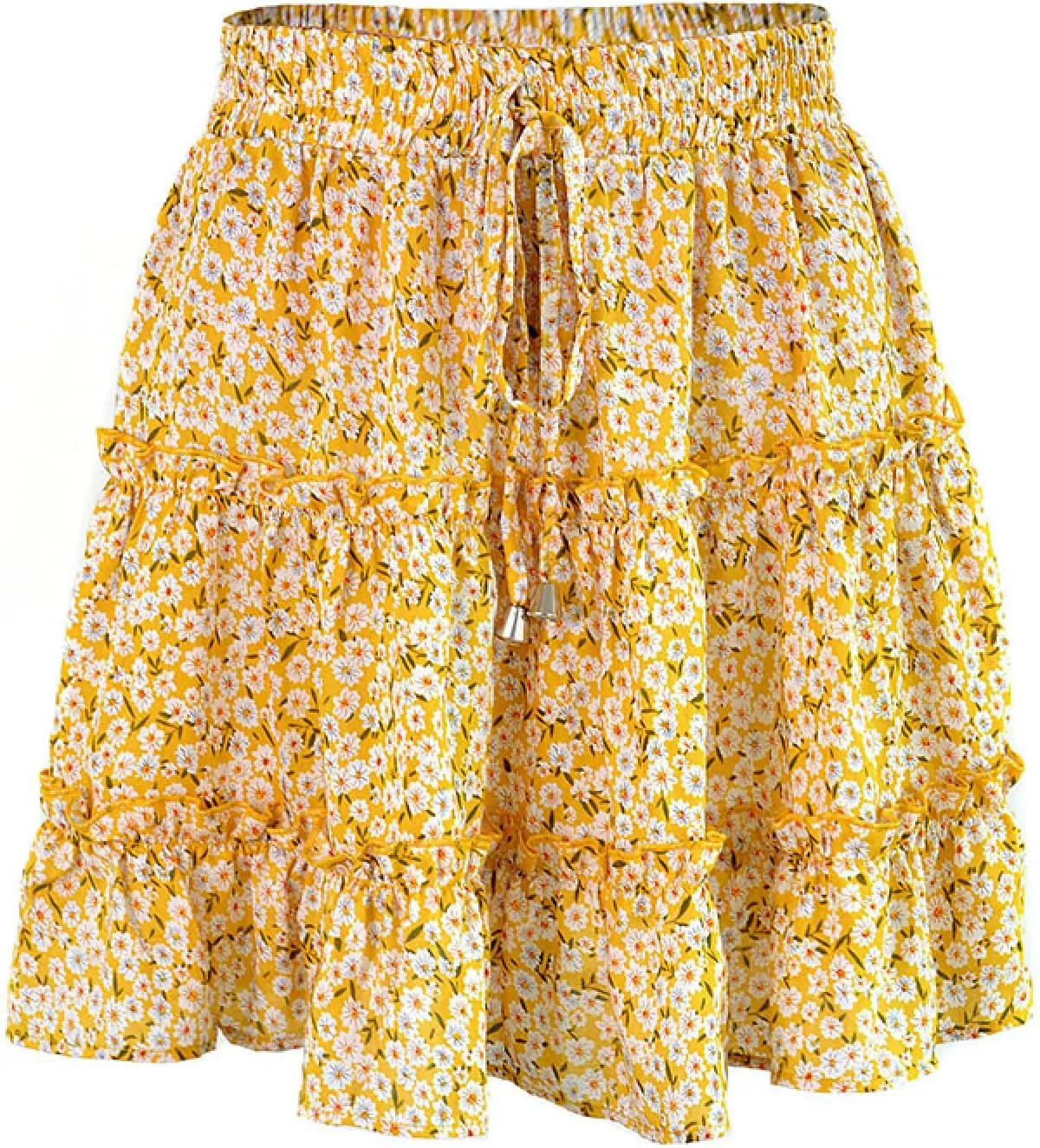 OFFSUM Womens Short Skirts - Summer Women's Skirts High Waist Ruffle Floral Beach Clothes A-Line Sexy Dress Sweet Ple
