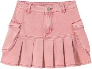 OFFSUM Womens Short Skirts - Summer Womens Slim Pleated Denim Mini Skirt High Waist Sexy Solid Color Fashion Retro St