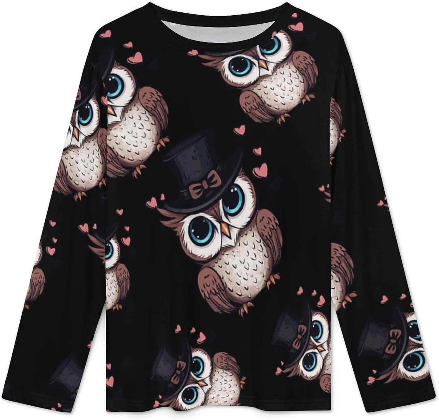 Owls Women's Pajama Set Long Sleeve Pj Sets Casual Two Piece Loungewear Soft Sleepwear