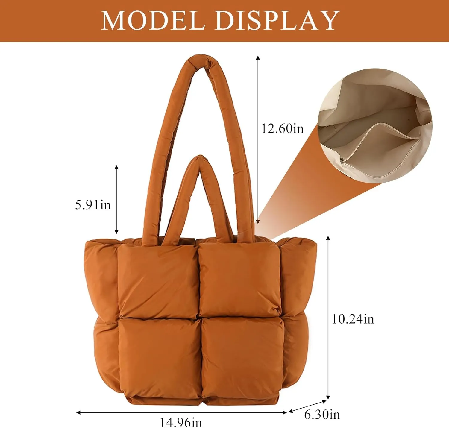 Puffy Tote Bags Small Lightweight Down Cotton Padded Quilted Purse Puffer Tote Bag Shoulder Handbags for Women