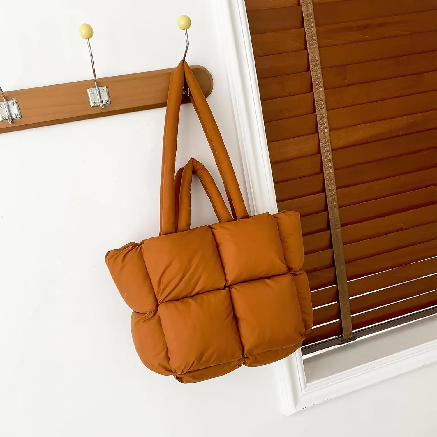 Puffy Tote Bags Small Lightweight Down Cotton Padded Quilted Purse Puffer Tote Bag Shoulder Handbags for Women